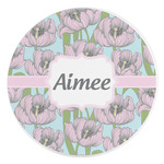 Wild Tulips Round Stone Trivet (Personalized)