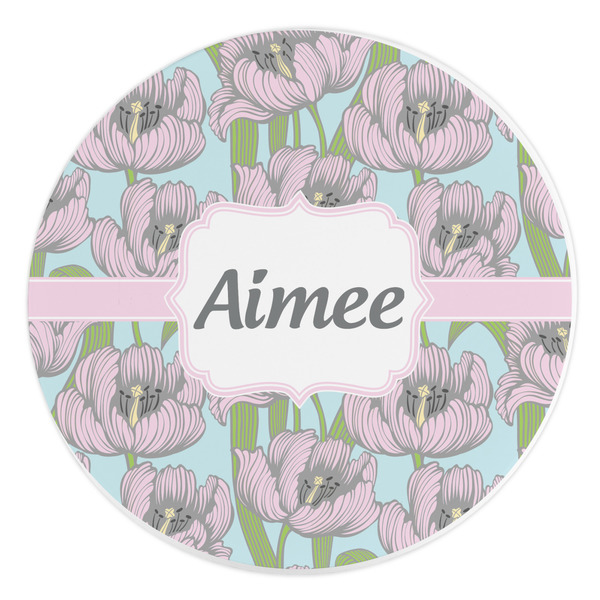 Custom Wild Tulips Round Stone Trivet (Personalized)