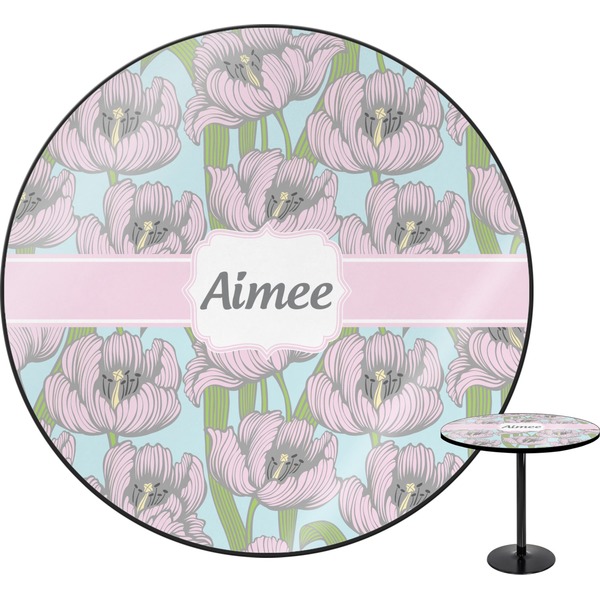 Custom Wild Tulips Round Table (Personalized)
