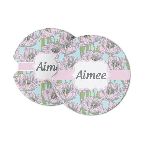 Custom Wild Tulips Sandstone Car Coasters (Personalized)