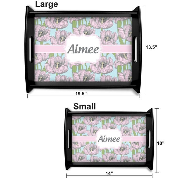 Wild Tulips Serving Tray Black Sizes
