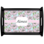 Wild Tulips Black Wooden Tray - Small (Personalized)