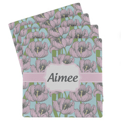 Wild Tulips Absorbent Stone Coasters - Set of 4 (Personalized)
