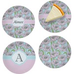 Wild Tulips Set of 4 Glass Appetizer / Dessert Plate 8" (Personalized)