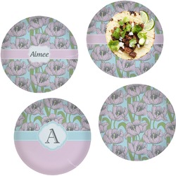 Wild Tulips Set of 4 Glass Lunch / Dinner Plate 10" (Personalized)