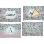 Wild Tulips Set of 4 Glass Rectangular Appetizer / Dessert Plate (Personalized)