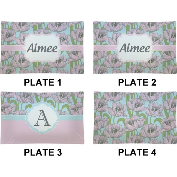 Wild Tulips Set of Rectangular Dinner Plates (Approval)