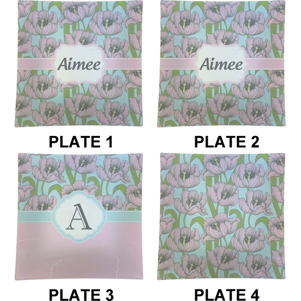 Wild Tulips Set of Square Dinner Plates (Approval)