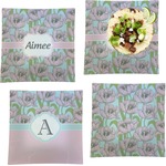 Wild Tulips Set of 4 Glass Square Lunch / Dinner Plate 9.5" (Personalized)