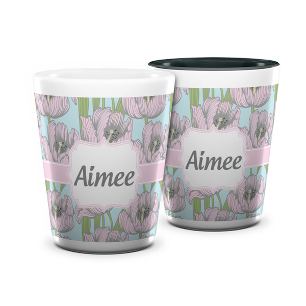 Custom Wild Tulips Ceramic Shot Glass - 1.5 oz (Personalized)