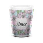 Wild Tulips Ceramic Shot Glass - 1.5 oz - White - Set of 4 (Personalized)