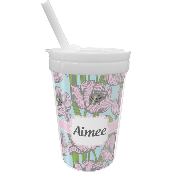 Custom Wild Tulips Sippy Cup with Straw (Personalized)