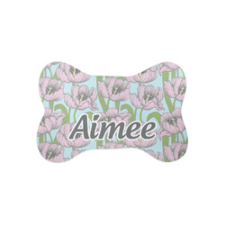 Wild Tulips Bone Shaped Dog Food Mat (Small) (Personalized)