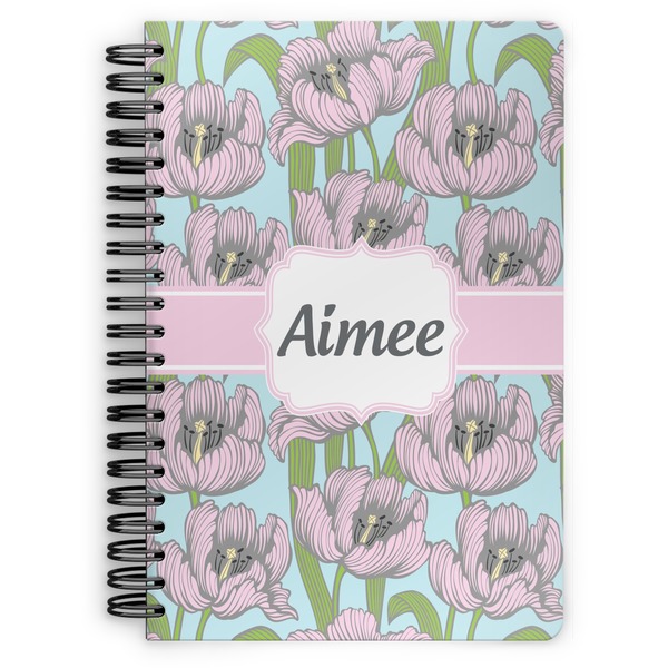 Custom Wild Tulips Spiral Notebook - 7x10 w/ Name or Text