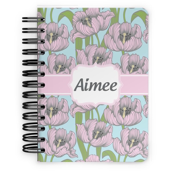 Custom Wild Tulips Spiral Notebook - 5x7 w/ Name or Text