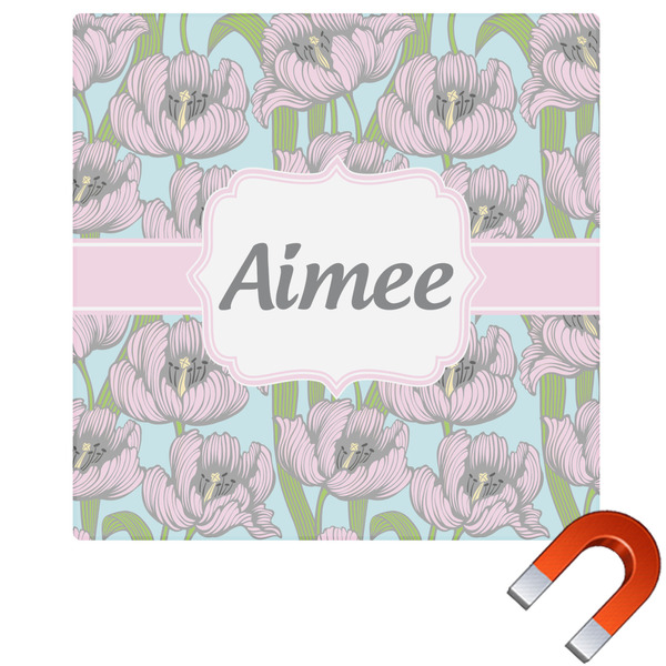 Custom Wild Tulips Square Car Magnet - 10" (Personalized)
