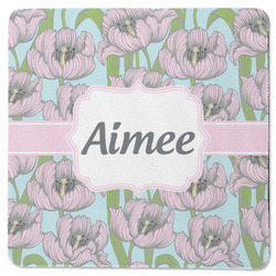 Wild Tulips Square Rubber Backed Coaster (Personalized)