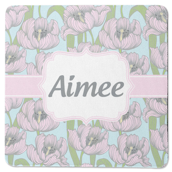 Custom Wild Tulips Square Rubber Backed Coaster (Personalized)