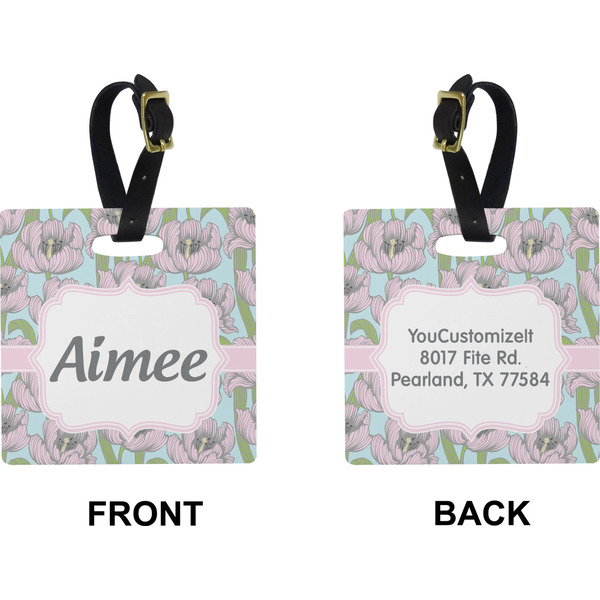 Wild Tulips Square Luggage Tag (Front + Back)