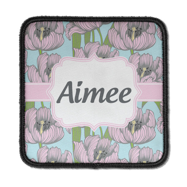 Custom Wild Tulips Iron On Square Patch w/ Name or Text