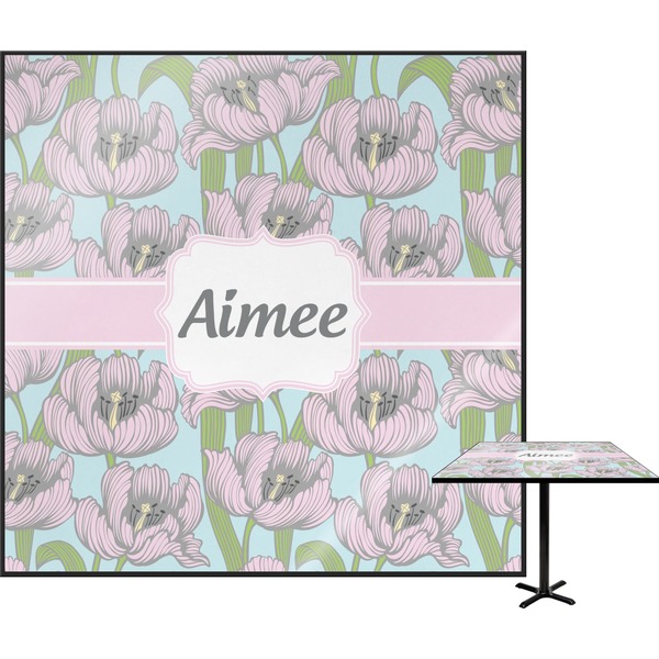 Custom Wild Tulips Square Table Top (Personalized)
