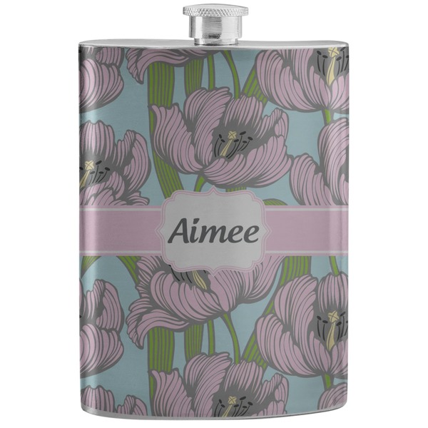 Custom Wild Tulips Stainless Steel Flask (Personalized)