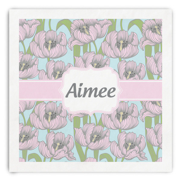 Custom Wild Tulips Paper Dinner Napkins (Personalized)