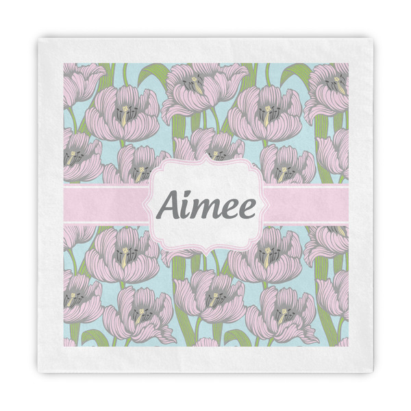 Custom Wild Tulips Decorative Paper Napkins (Personalized)
