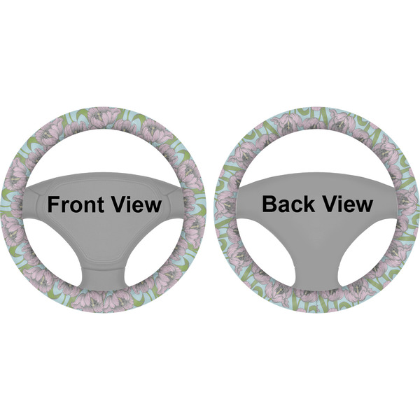 Wild Tulips Steering Wheel Cover- Front and Back