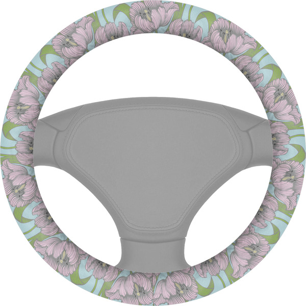Custom Wild Tulips Steering Wheel Cover