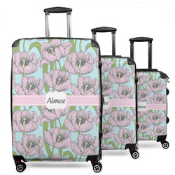 Wild Tulips 3 Piece Luggage Set - 20" Carry On, 24" Medium Checked, 28" Large Checked (Personalized)