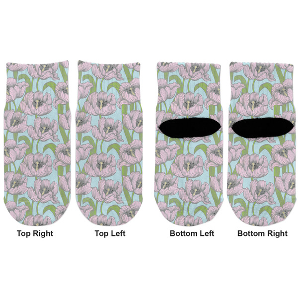 Wild Tulips Toddler Ankle Socks - Double Pair - Front and Back - Apvl