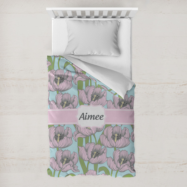 Custom Wild Tulips Toddler Duvet Cover w/ Name or Text