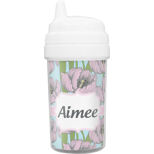 Custom Wild Tulips Toddler Sippy Cup (Personalized)