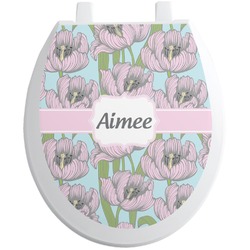 Wild Tulips Toilet Seat Decal - Round (Personalized)