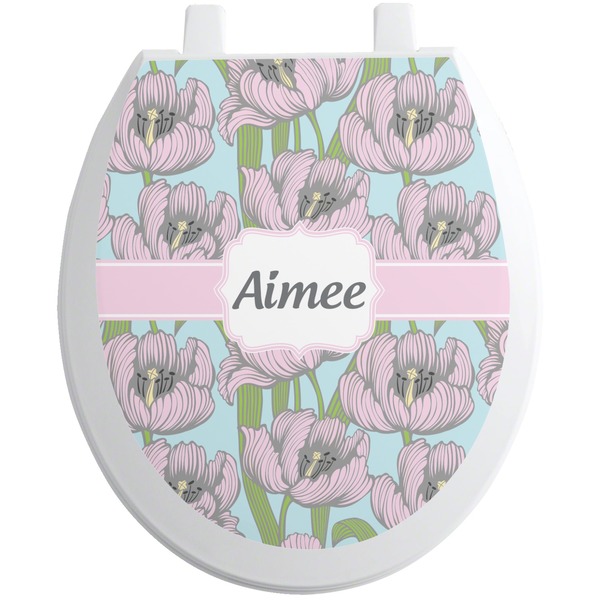 Custom Wild Tulips Toilet Seat Decal (Personalized)