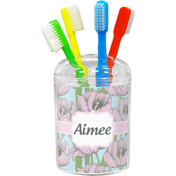 Custom Wild Tulips Toothbrush Holder (Personalized)