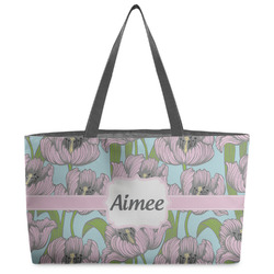 Wild Tulips Beach Totes Bag - w/ Black Handles (Personalized)