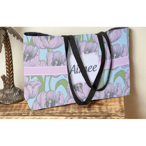 Wild Tulips Tote w/Black Handles - Lifestyle View