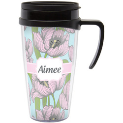 Wild Tulips Acrylic Travel Mug with Handle (Personalized)