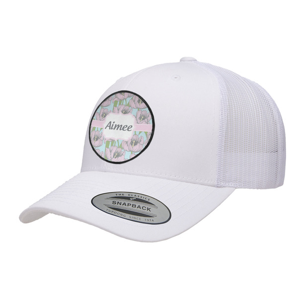 Custom Wild Tulips Trucker Hat - White (Personalized)