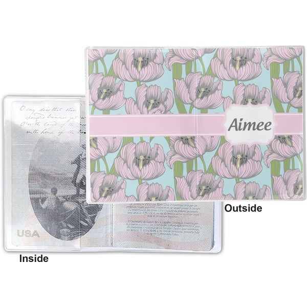 Wild Tulips Vinyl Passport Holder - Flat Front and Back