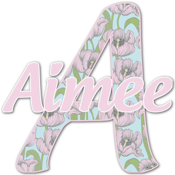 Custom Wild Tulips Name & Initial Decal - Up to 9"x9" (Personalized)