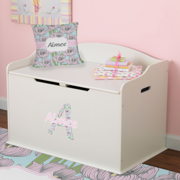 Wild Tulips Wall Name & Initial Small on Toy Chest