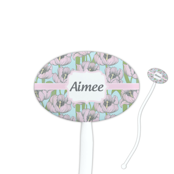 Custom Wild Tulips Oval Plastic Stir Sticks (Personalized)