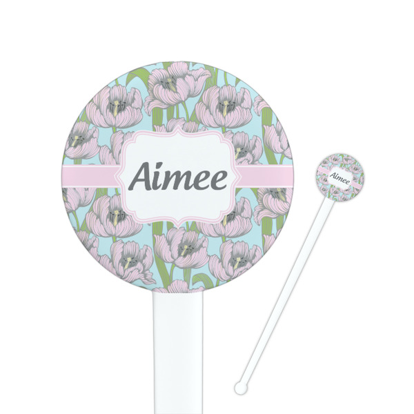 Custom Wild Tulips Round Plastic Stir Sticks (Personalized)