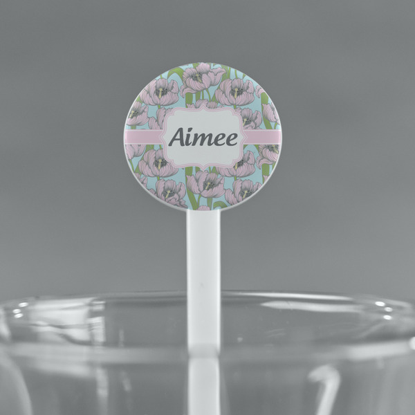 Wild Tulips White Plastic 7" Stir Stick - Round - Main