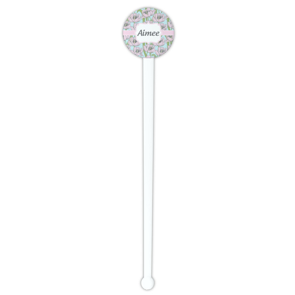 Wild Tulips White Plastic 7" Stir Stick - Round - Single Stick
