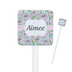 Wild Tulips Square Plastic Stir Sticks - Double Sided (Personalized)