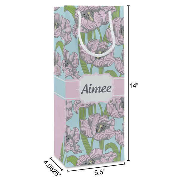 Wild Tulips Wine Gift Bag - Dimensions